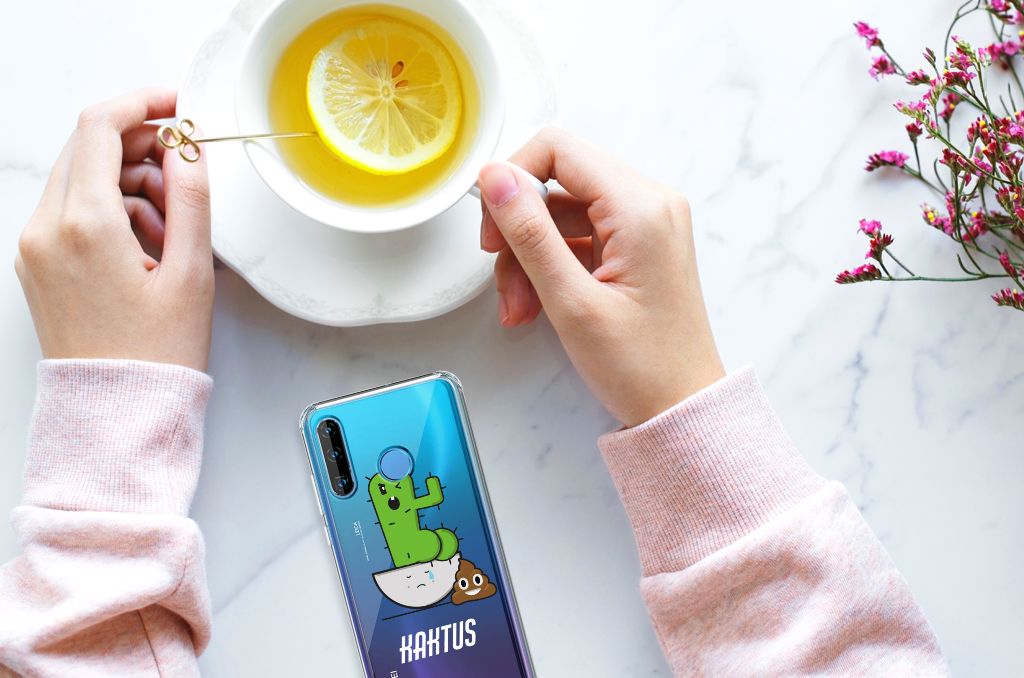 Huawei P30 Lite Stevig Bumper Hoesje Cactus Poo