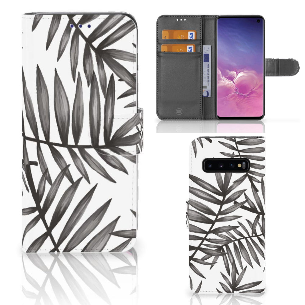 Samsung Galaxy S10 Hoesje Leaves Grey