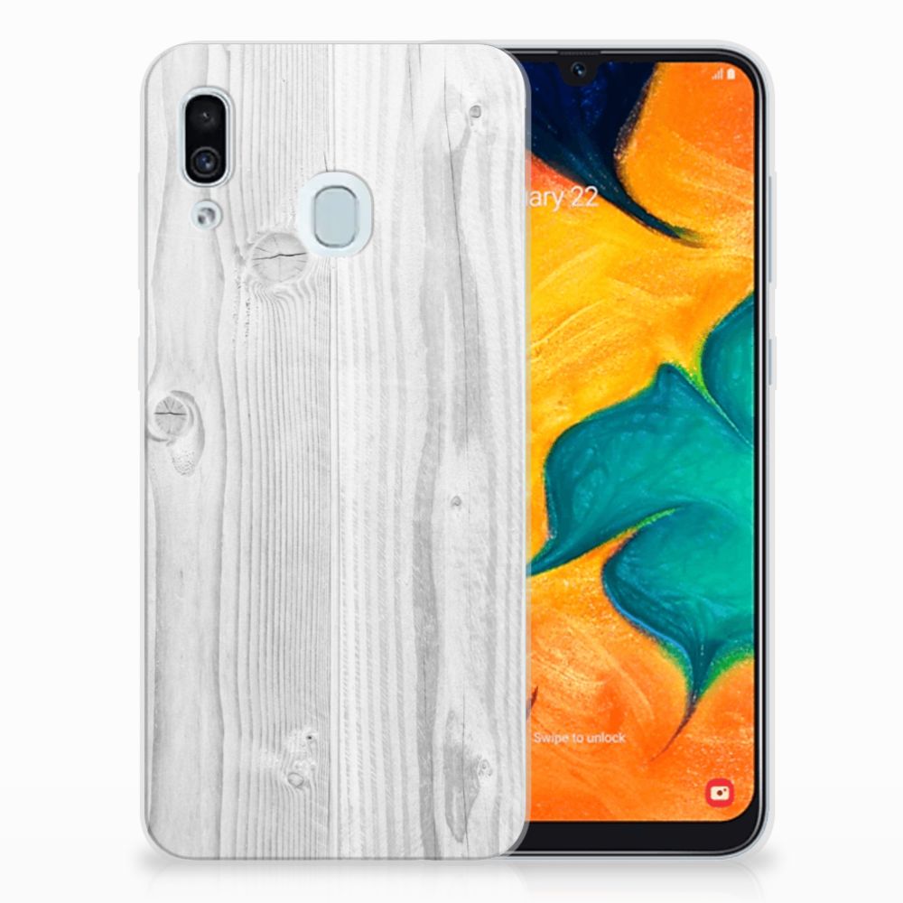 Samsung Galaxy A30 Bumper Hoesje White Wood