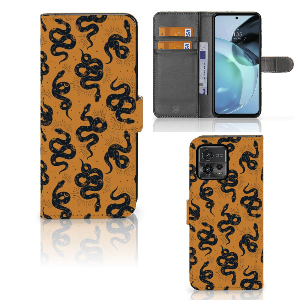 Telefoonhoesje met Pasjes voor Motorola Moto G72 Snakes