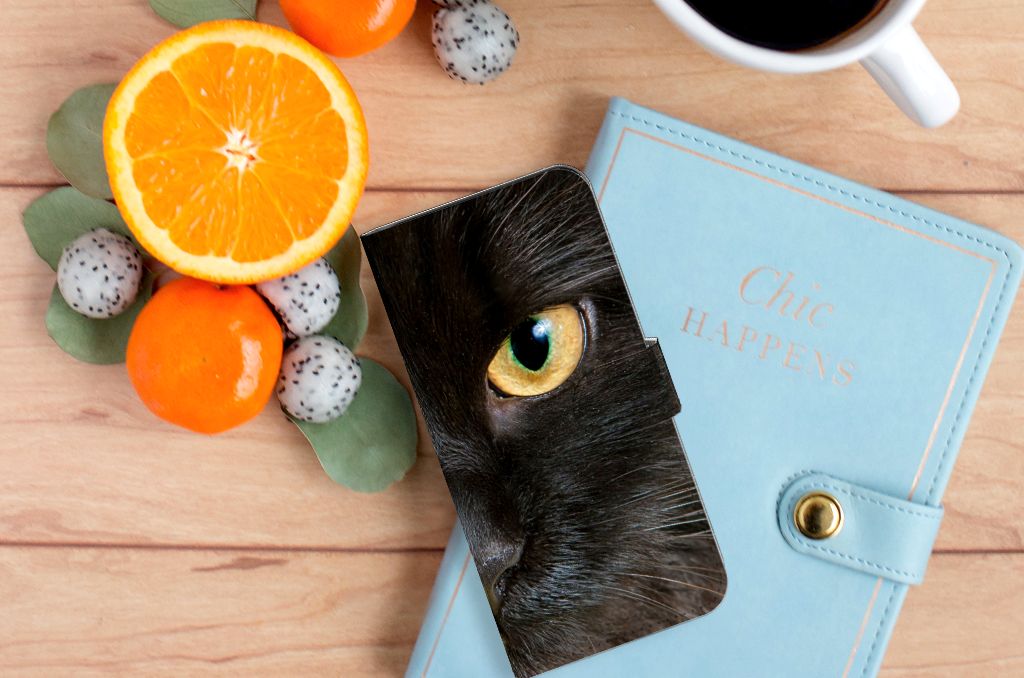 OnePlus 11 Telefoonhoesje met Pasjes Zwarte Kat
