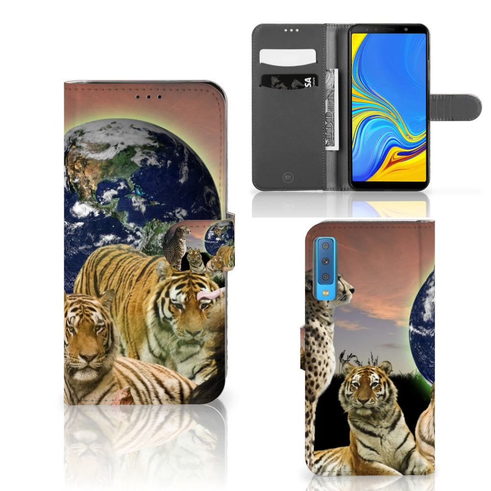 Samsung Galaxy A7 (2018) Telefoonhoesje met Pasjes Roofdieren