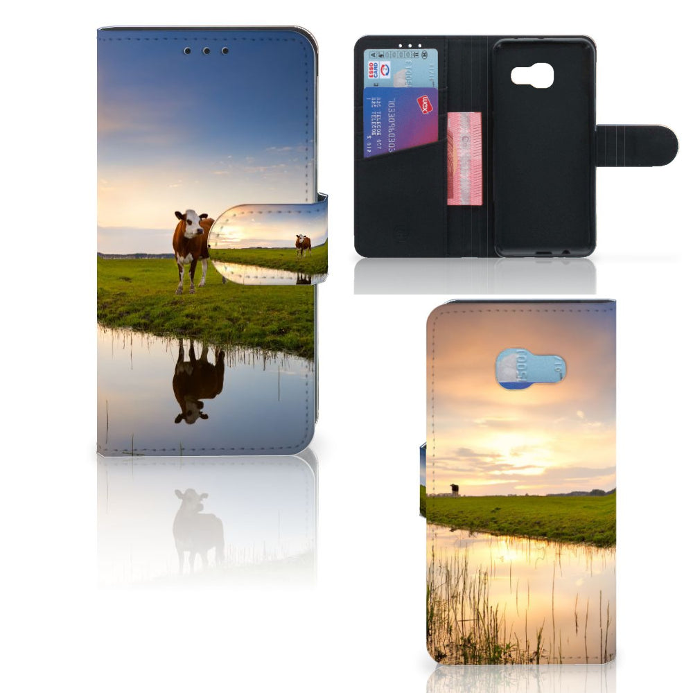 Samsung Galaxy A3 2017 Telefoonhoesje met Pasjes Koe