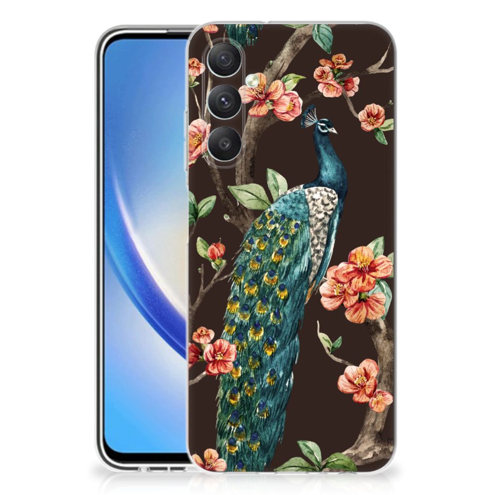 Samsung Galaxy A05S TPU Hoesje Pauw met Bloemen