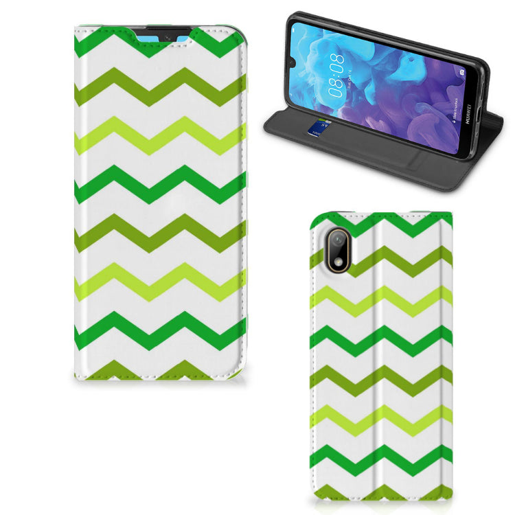 Huawei Y5 (2019) Hoesje met Magneet Zigzag Groen