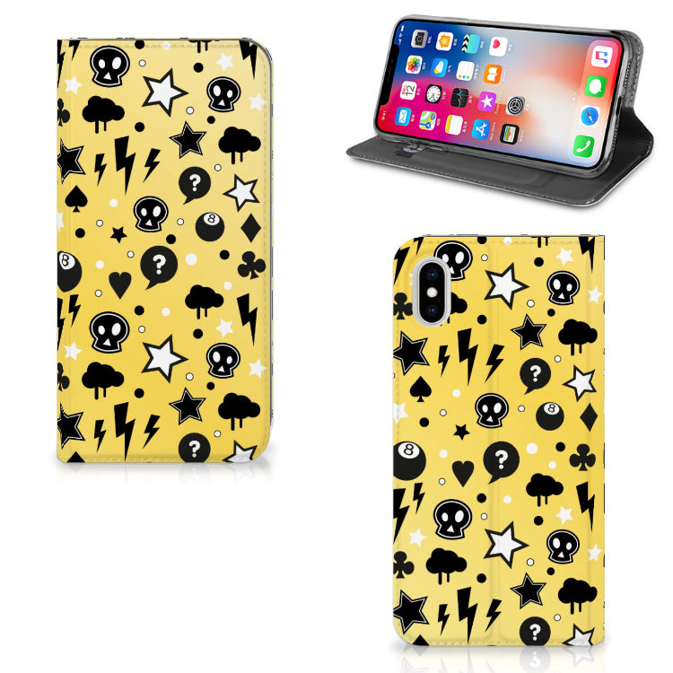 Mobiel BookCase Apple iPhone Xs Max Punk Geel