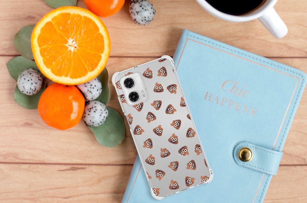 Doorzichtige Silicone Hoesje voor Motorola Moto G73 Poep Emojis B2C Telecom
