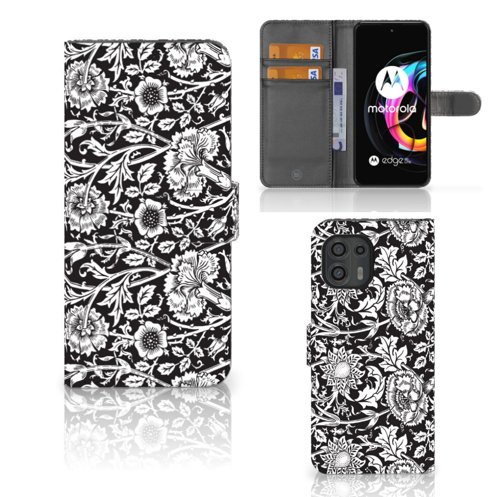 Motorola Edge 20 Lite Hoesje Black Flowers