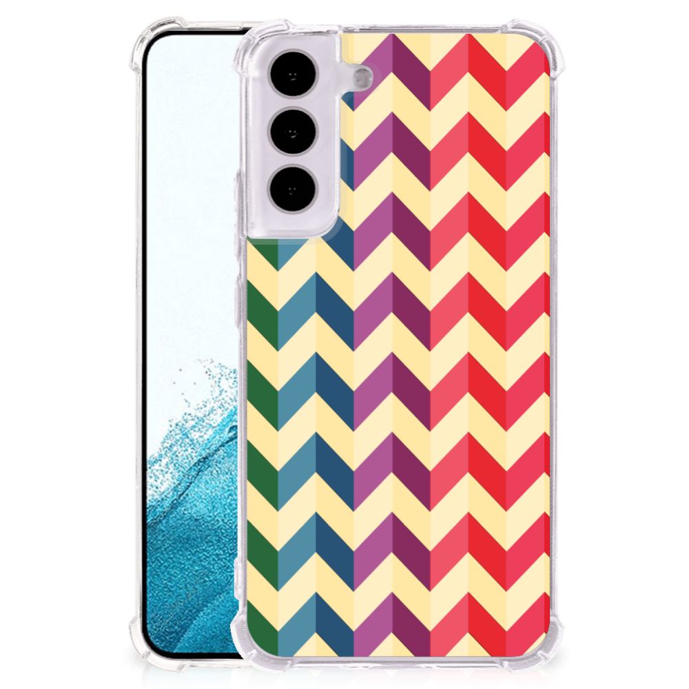 Samsung Galaxy S22 Doorzichtige Silicone Hoesje Zigzag Multi Color