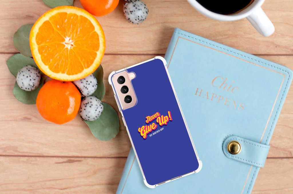 Samsung Galaxy S21 FE Telefoonhoesje met tekst Never Give Up B2C Telecom