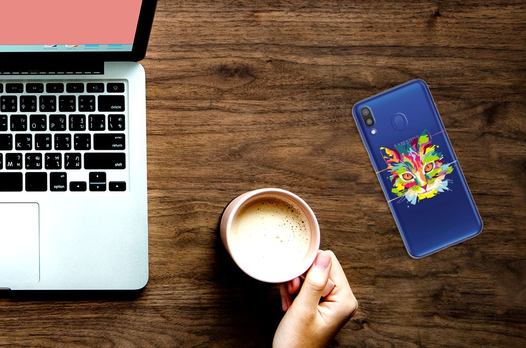 Samsung Galaxy M20 (Power) Telefoonhoesje met Naam Cat Color