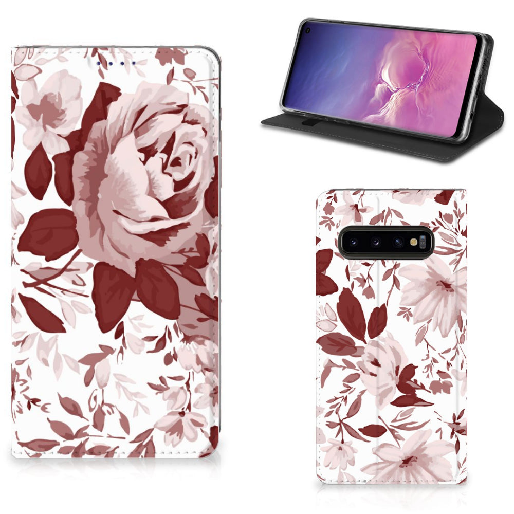 Bookcase Samsung Galaxy S10 Watercolor Flowers