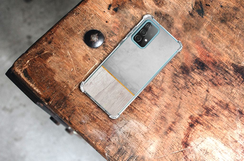 Samsung Galaxy A52 4G/5G Stevig Telefoonhoesje Wood Concrete - B2C Telecom