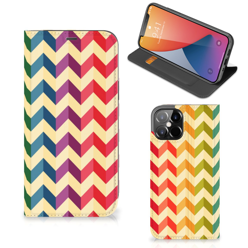 iPhone 12 Pro Max Hoesje met Magneet Zigzag Multi Color - B2C Telecom