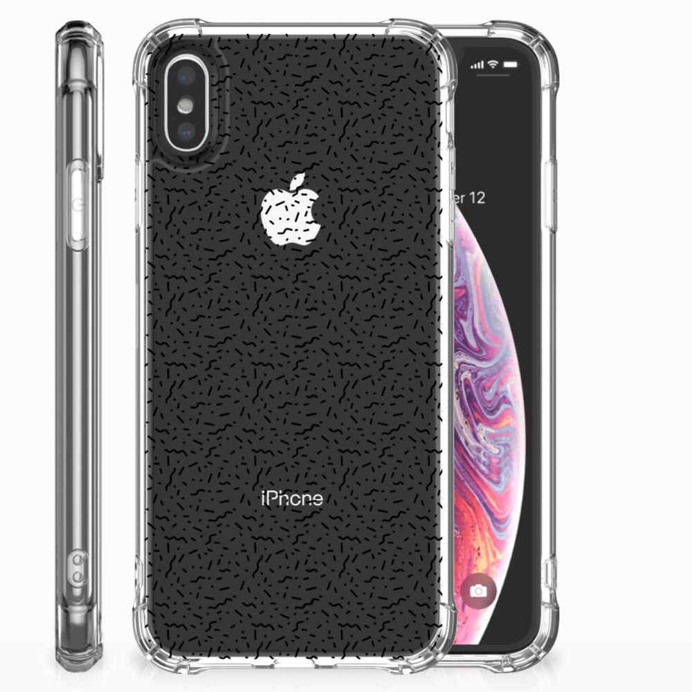 Apple iPhone Xs Max Doorzichtige Silicone Hoesje Stripes Dots