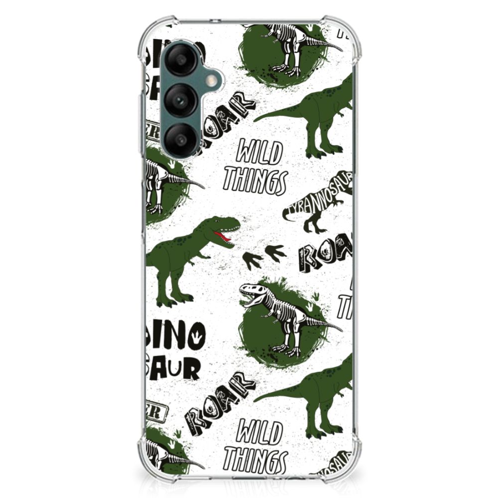 Case Anti-shock voor Samsung Galaxy A14 5G/4G Dinosaurus met dino's, skeletten en pootafdrukken design.