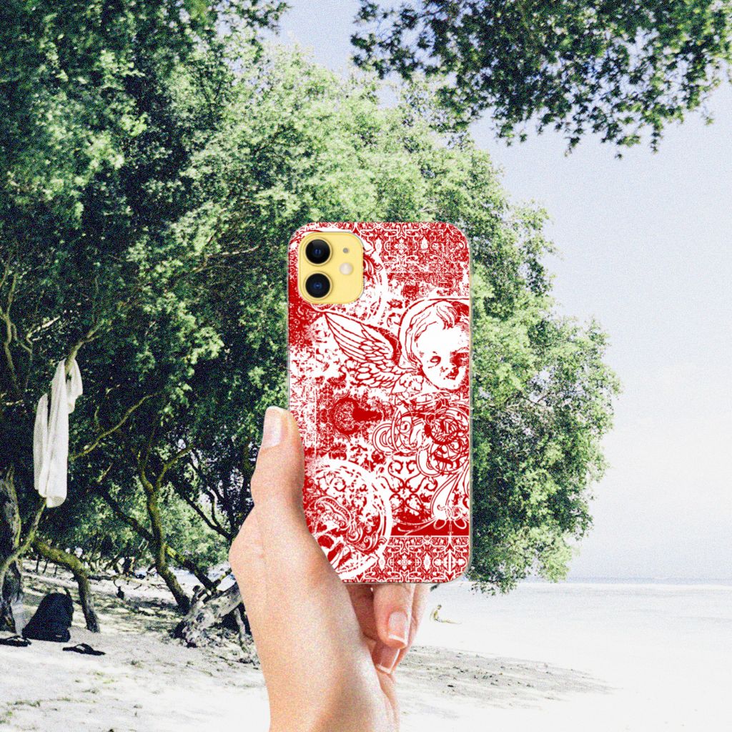 Silicone Back Case Apple iPhone 11 Angel Skull Rood