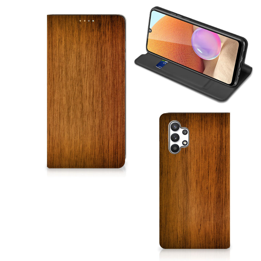 Samsung Galaxy A32 4G | A32 5G Enterprise Editie Book Wallet Case Donker Hout
