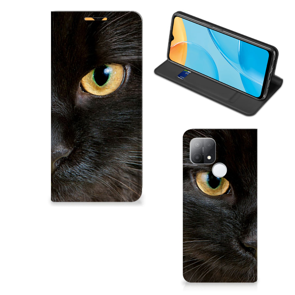 OPPO A15 Hoesje maken Zwarte Kat
