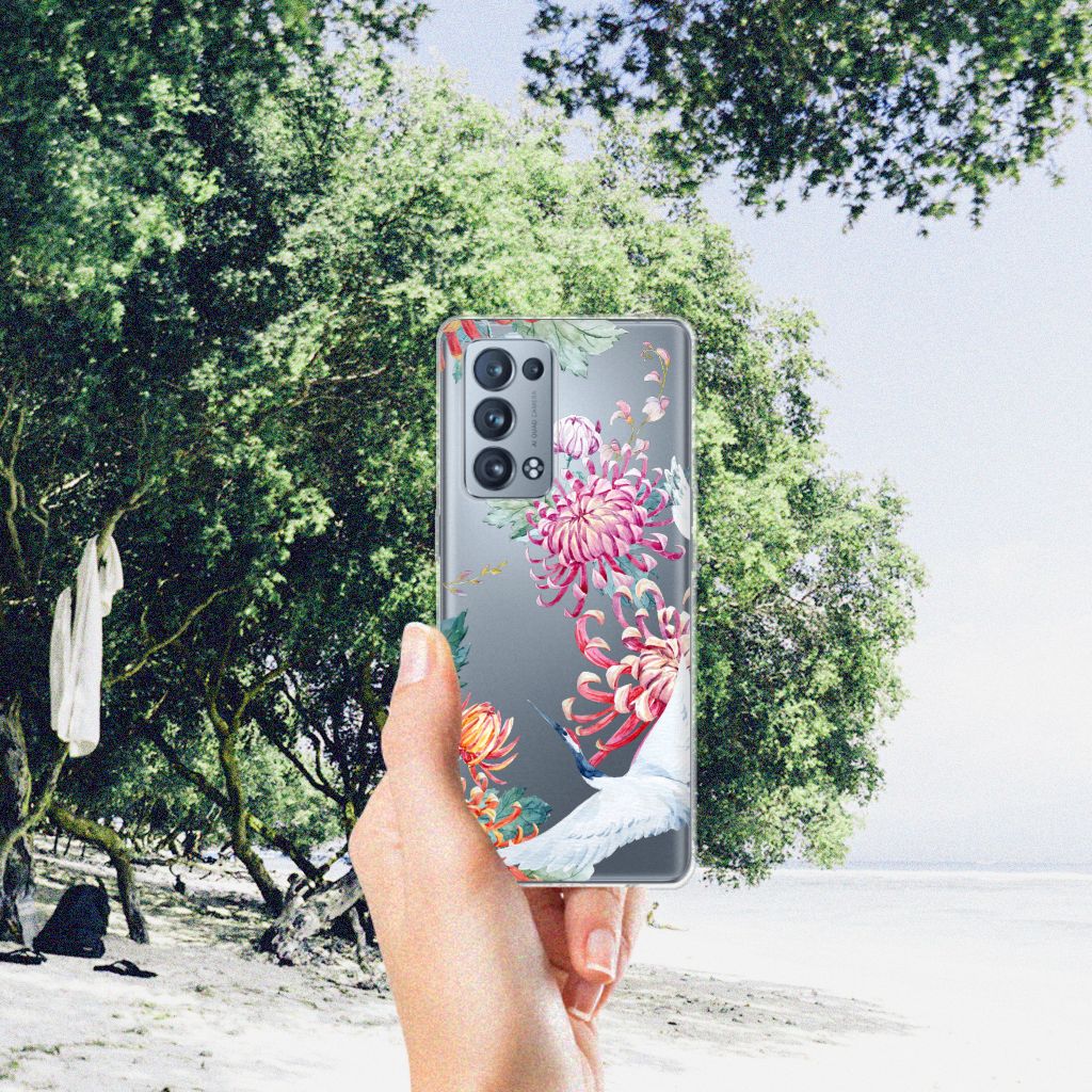 OPPO Reno 6 Pro Plus 5G TPU Hoesje Bird Flowers B2C Telecom