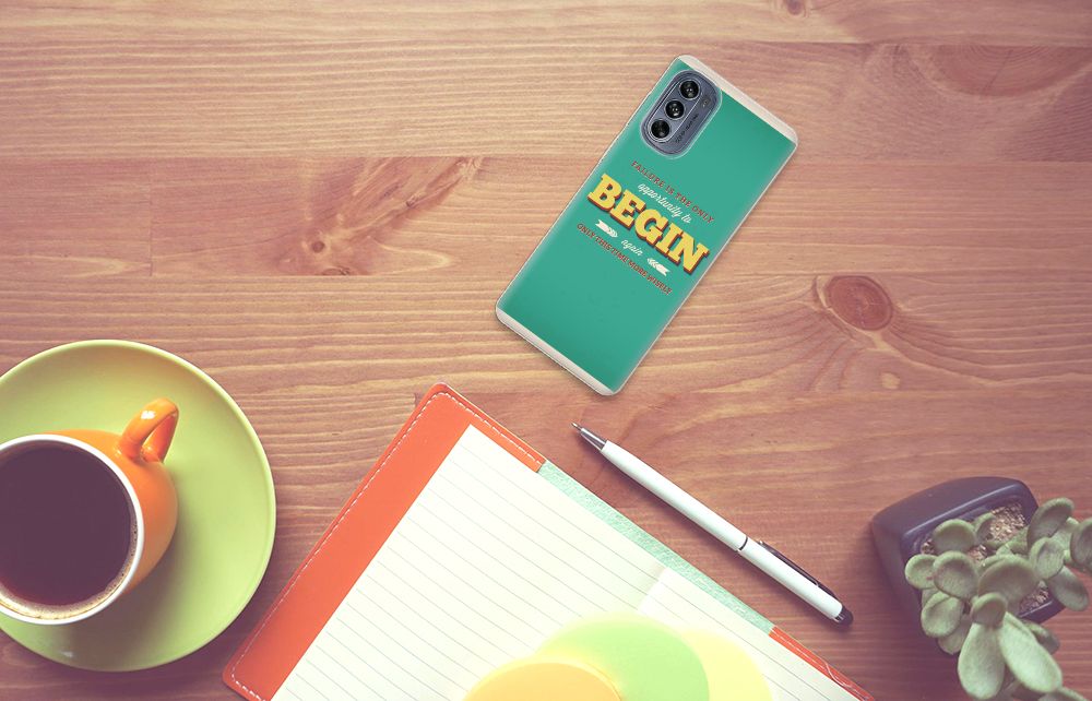 Motorola Moto G62 5G Siliconen hoesje met naam Quote Begin B2C Telecom