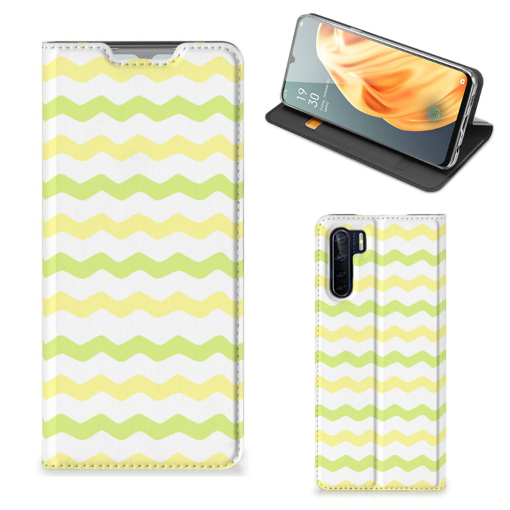 OPPO Reno3 | A91 Hoesje met Magneet Waves Yellow - B2C Telecom