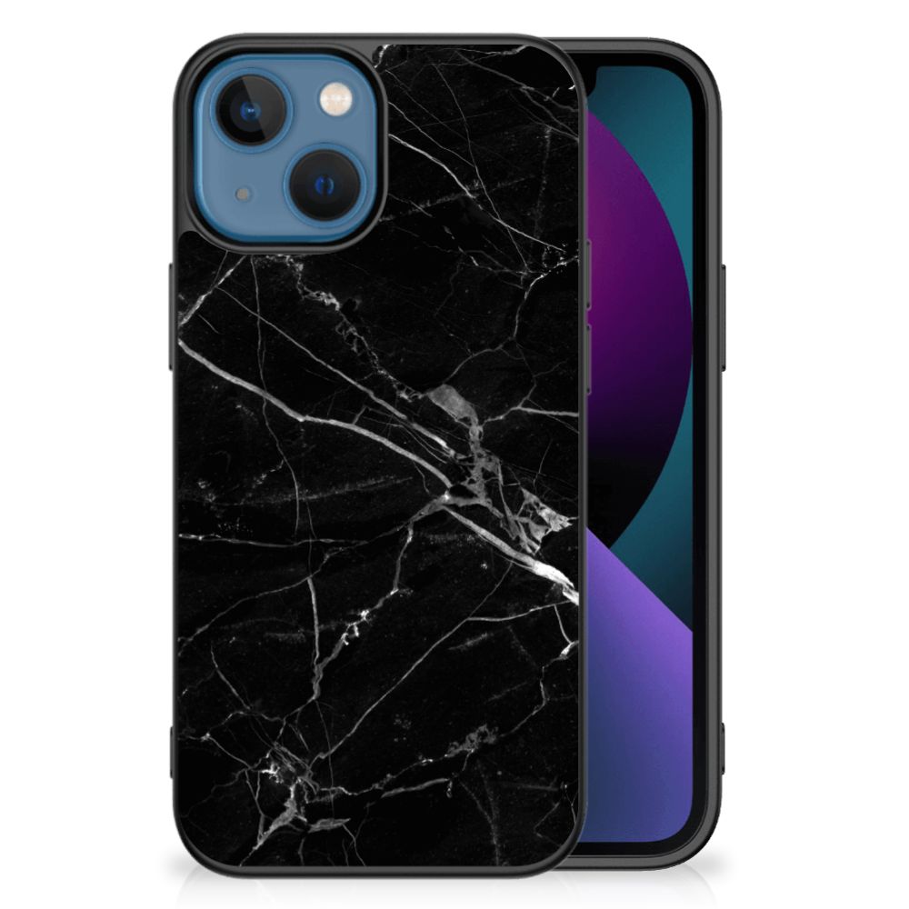 Apple iPhone 13 Marmeren Print Telefoonhoesje Marmer Zwart - Origineel Cadeau Vader B2C Telecom