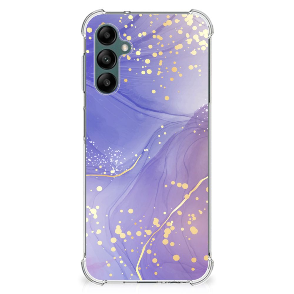 Back Cover voor Samsung Galaxy A14 5G/4G Watercolor Paars met prachtig paars en gouden design.
