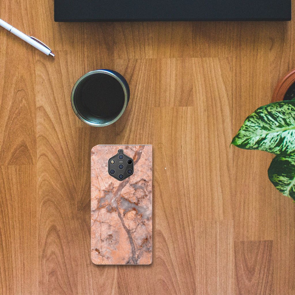 Nokia 9 PureView Standcase Marmer Oranje