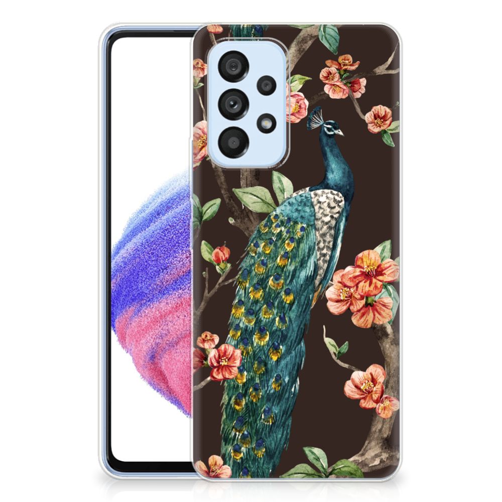 Samsung Galaxy A53 5G TPU Hoesje Pauw met Bloemen