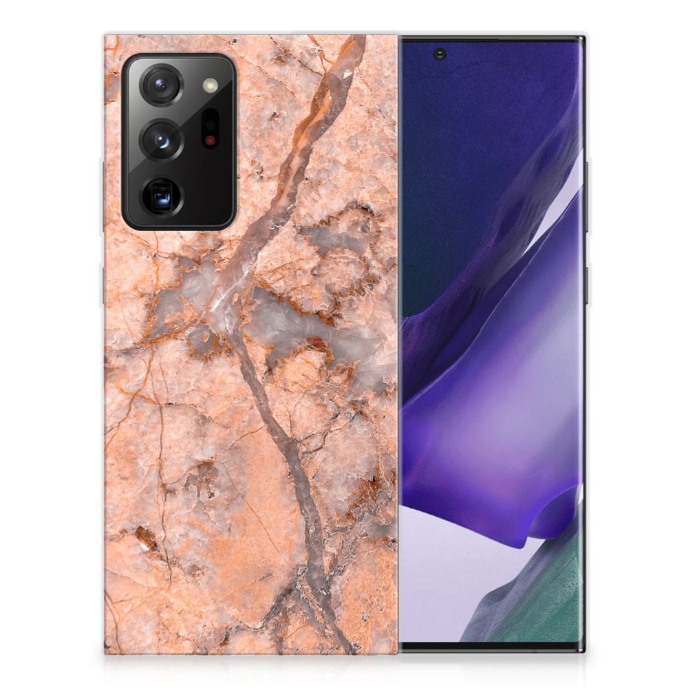 Samsung Galaxy Note20 Ultra TPU Siliconen Hoesje Marmer Oranje
