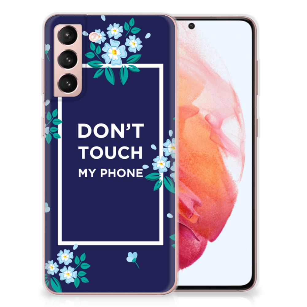 Samsung Galaxy S21 Silicone-hoesje Flowers Blue DTMP