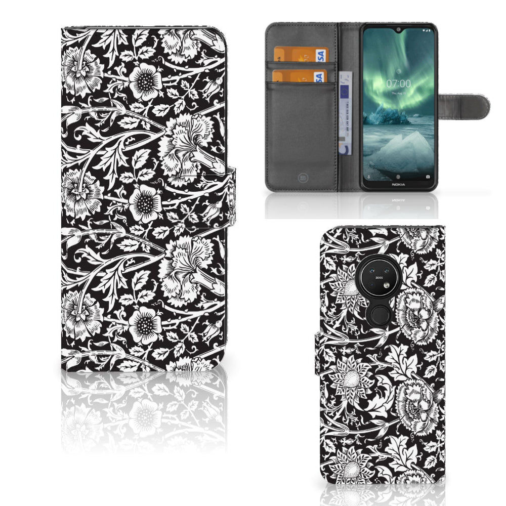 Nokia 7.2 | Nokia 6.2 Hoesje Black Flowers