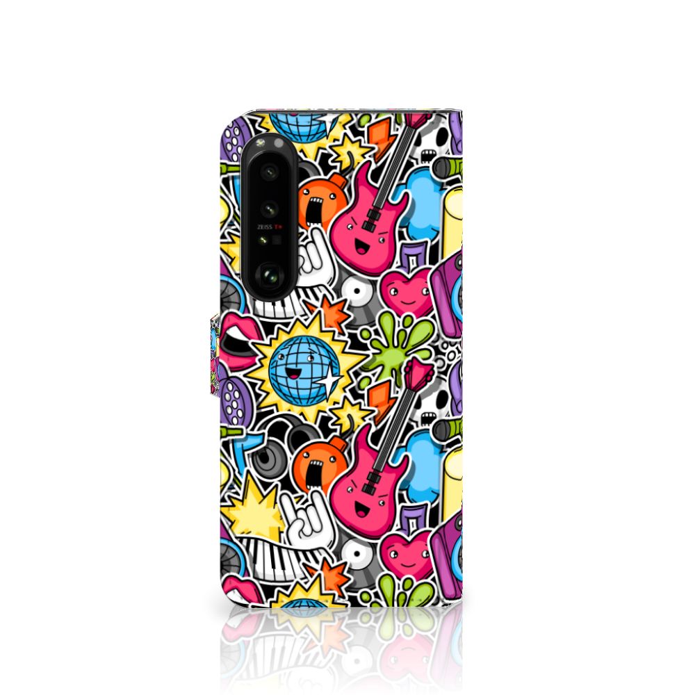 Sony Xperia 1 IV Wallet Case met Pasjes Punk Rock