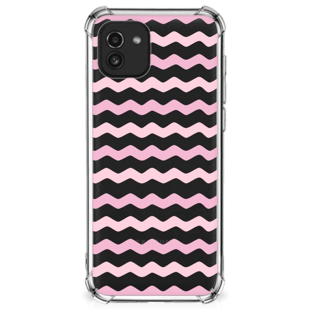 Samsung Galaxy A03 Doorzichtige Silicone Hoesje Waves Roze B2C Telecom