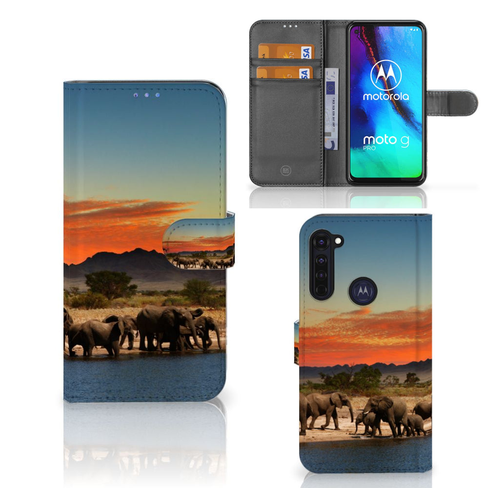 Motorola Moto G Pro Telefoonhoesje met Pasjes Olifanten