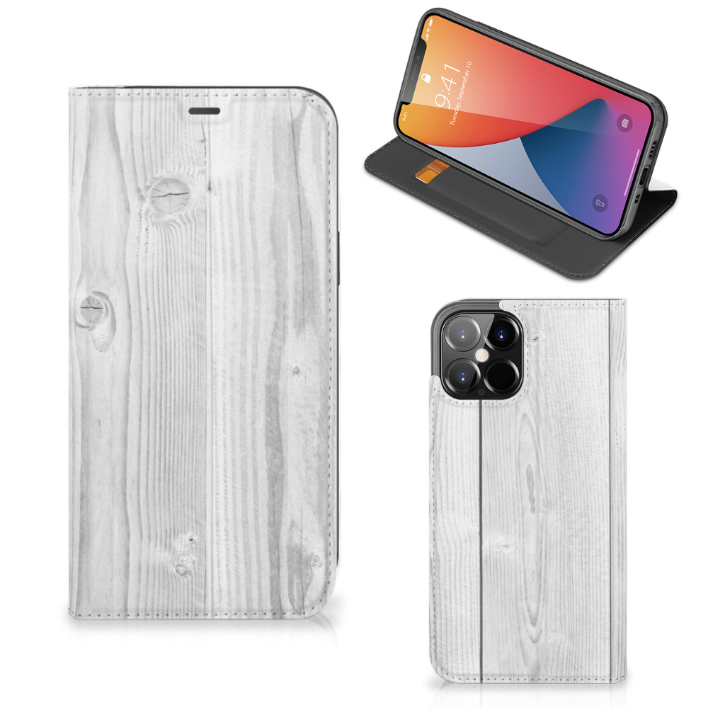 iPhone 12 Pro Max Book Wallet Case White Wood - B2C Telecom