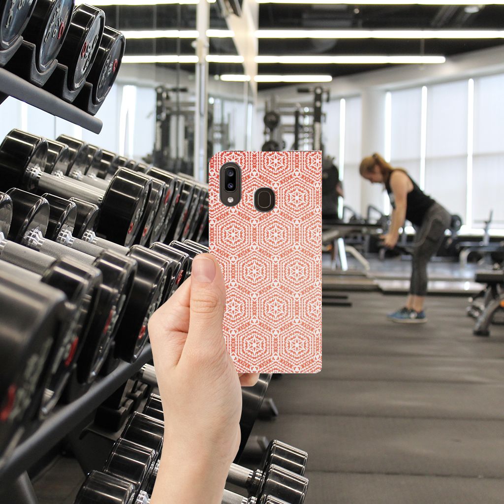 Samsung Galaxy A30 Hoesje met Magneet Pattern Orange