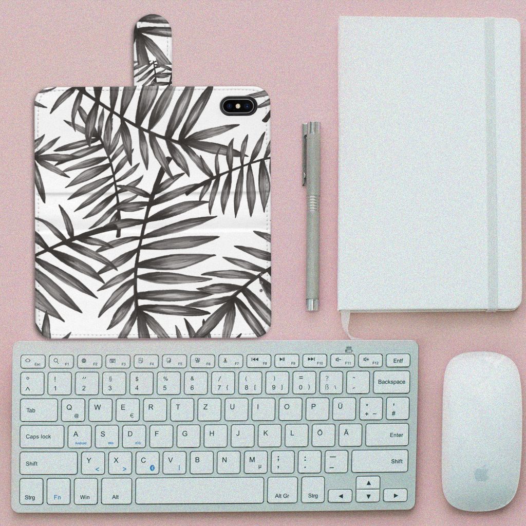 Apple iPhone Xs Max Hoesje Leaves Grey