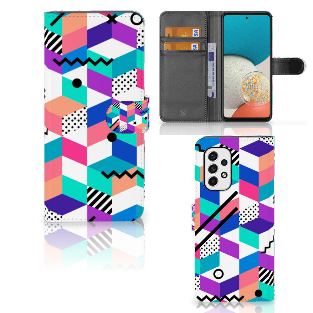Samsung Galaxy A53 Book Case Blokken Kleurrijk