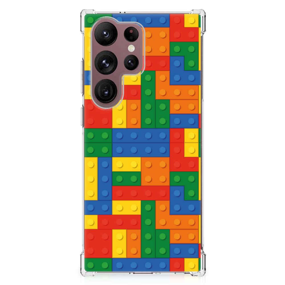 Samsung Galaxy S23 Ultra Doorzichtige Silicone Hoesje Blokken B2C Telecom