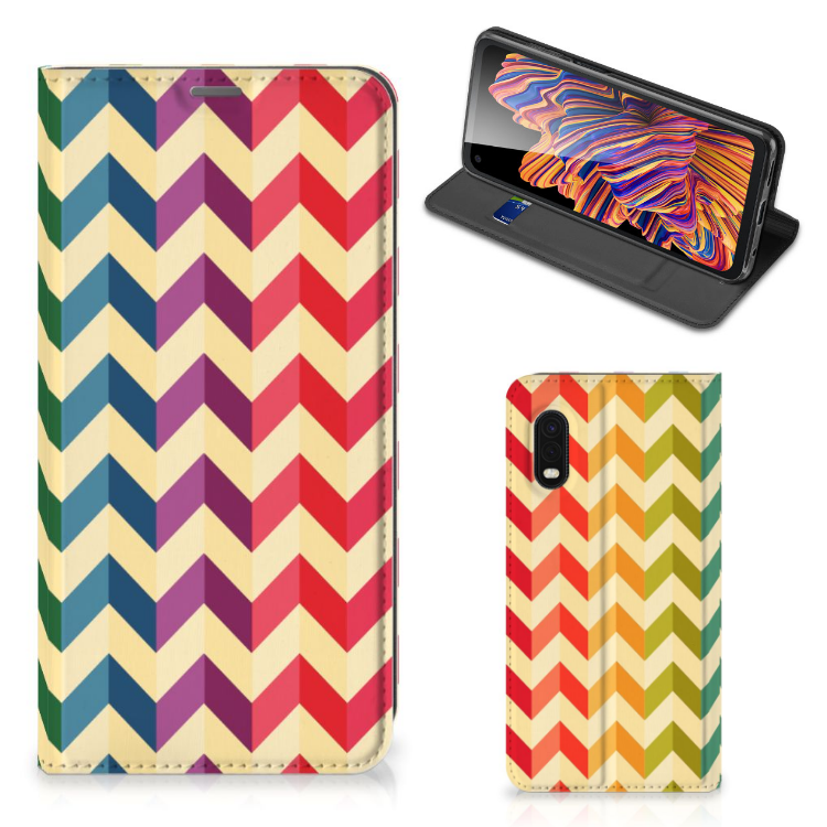 Samsung Xcover Pro Hoesje met Magneet Zigzag Multi Color - B2C Telecom