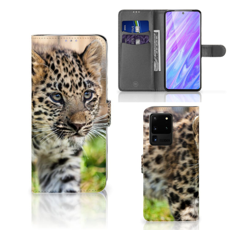 Samsung Galaxy S20 Ultra Telefoonhoesje met Pasjes Baby Luipaard