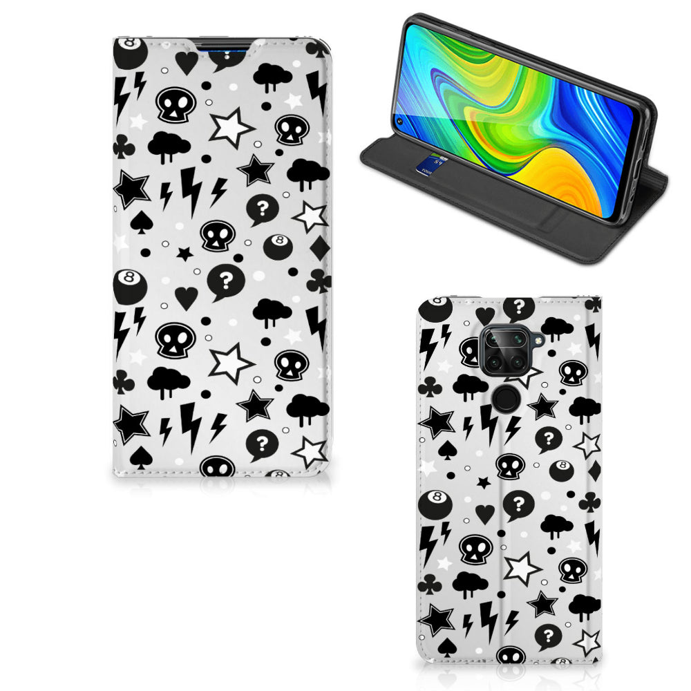 Mobiel BookCase Xiaomi Redmi Note 9 Silver Punk