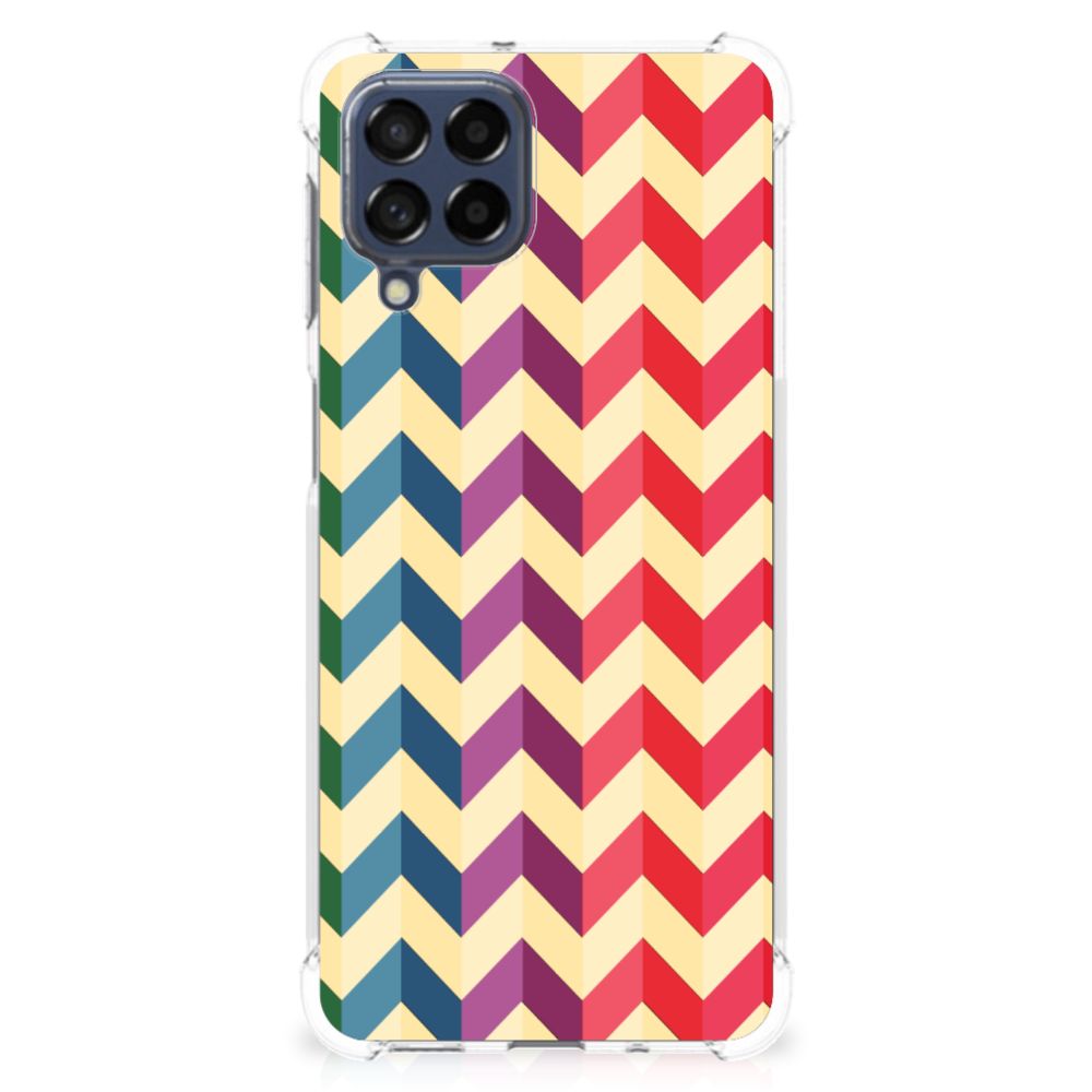 Samsung Galaxy M53 Doorzichtige Silicone Hoesje Zigzag Multi Color B2C Telecom