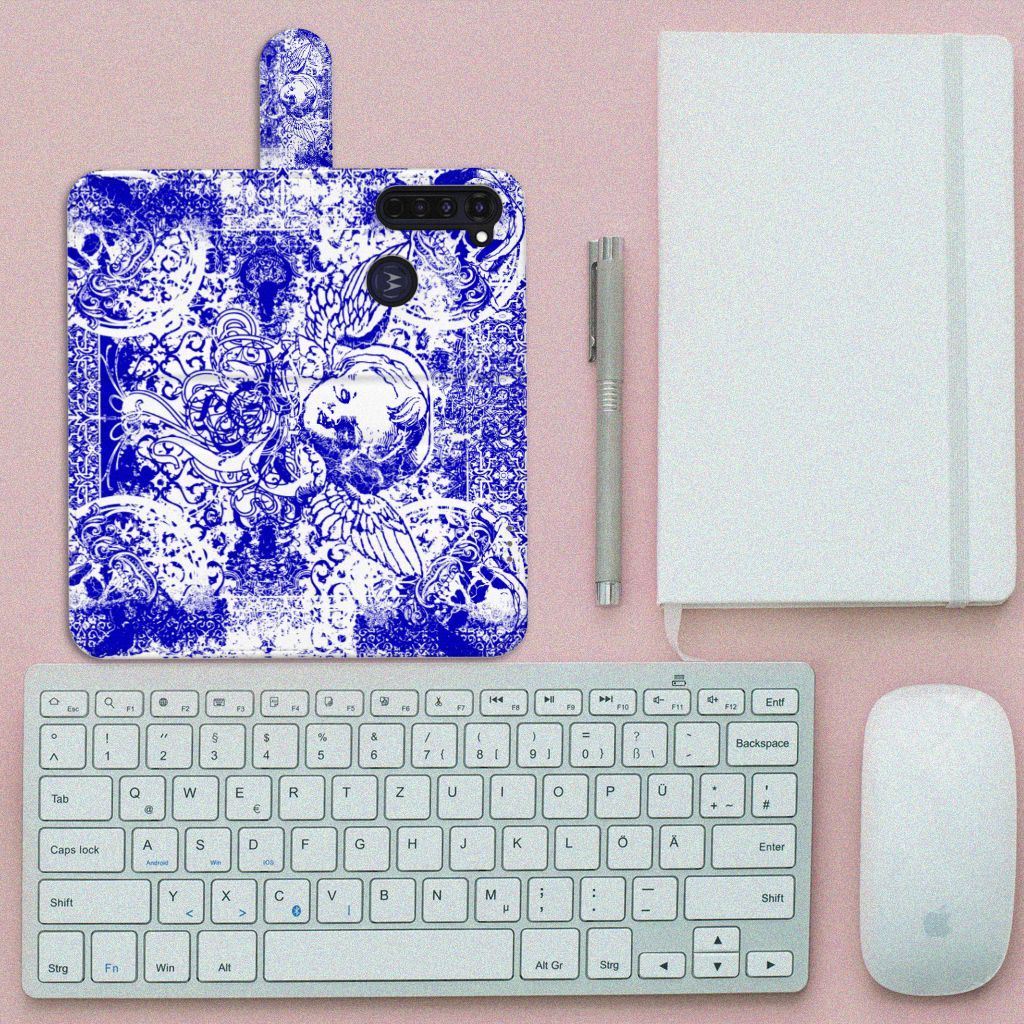 Telefoonhoesje met Naam Motorola Moto G Pro Angel Skull Blauw