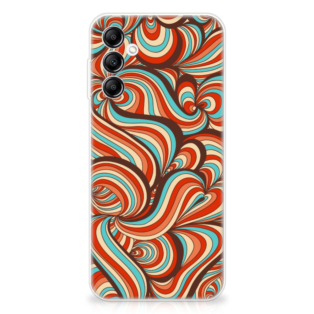 Samsung Galaxy A14 5G Hoesje maken Retro met kleurrijk retro patroon van golven en vormen.
