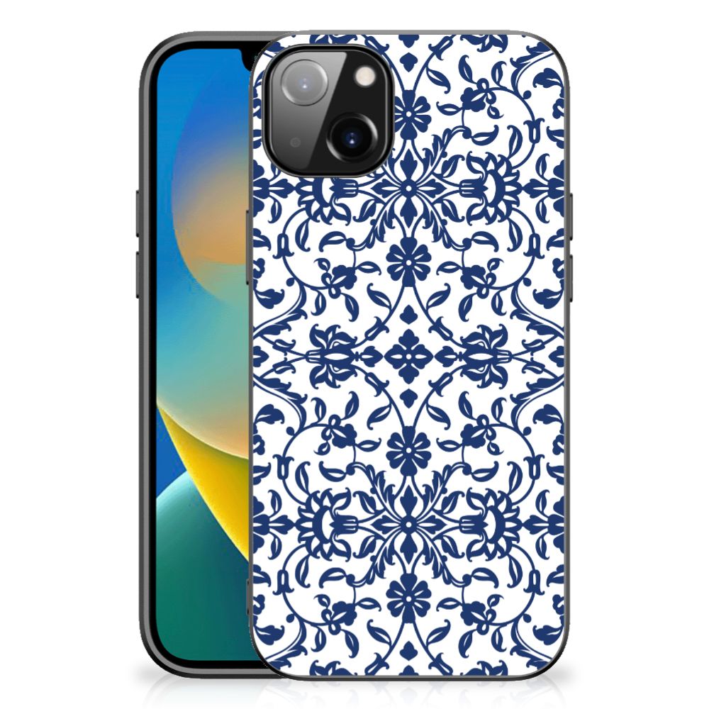 iPhone 14 Plus Bloemen Hoesje Flower Blue