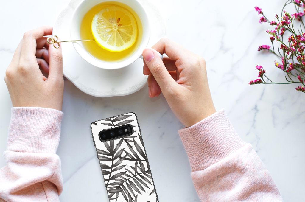Samsung Galaxy S10 Skin Case Leaves Grey B2C Telecom