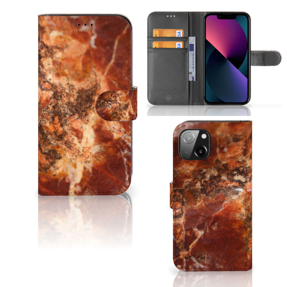 Apple iPhone 13 Bookcase Marmer Bruin